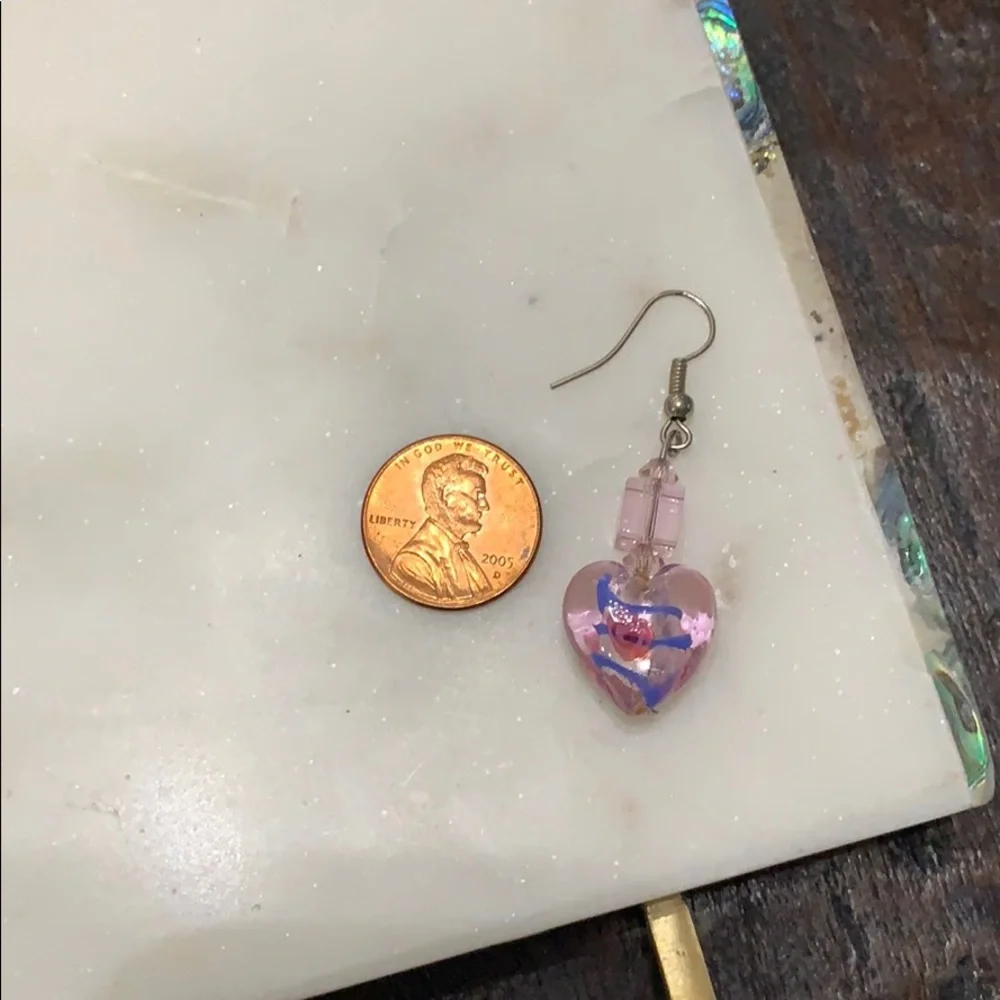 Artisan glass & crystal, pink glass heart